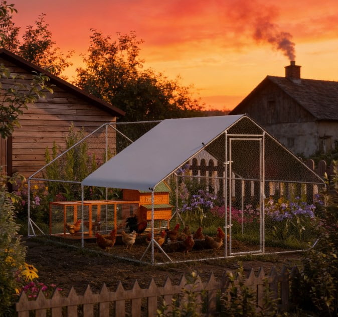 Outdoor Hen House Metal Frame Chicken Run