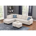 thumbnail image 6 of HomeStock Sophisticated Simplicity Sectional Sofa With Ottoman, Living Room Set, Left Facing Chaise, 2 Cup Holders, 2 Throw Pillows, Tufted Back and Seat - 99.5"D x 67"W x 32"H-Color:Beige, 6 of 10