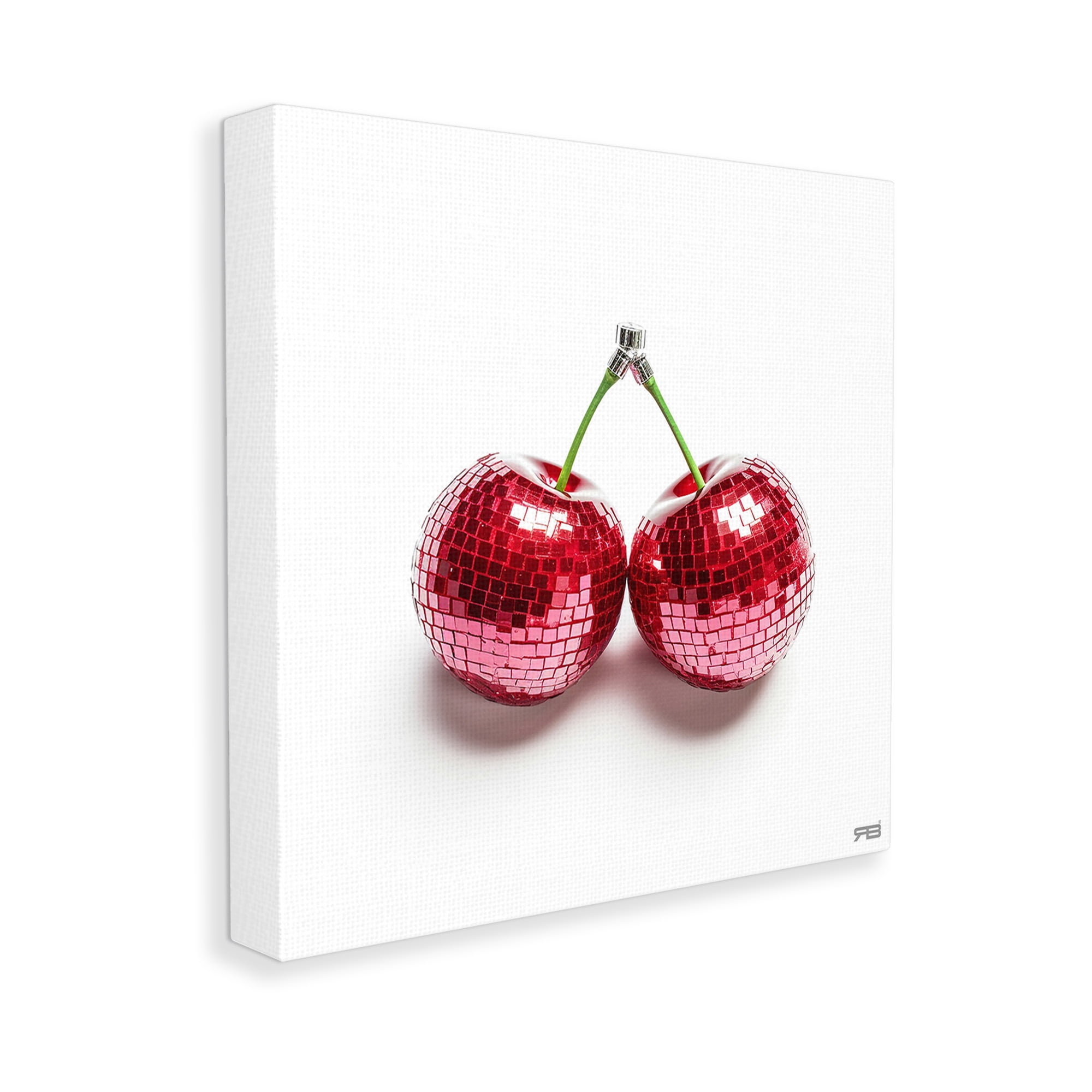 Stupell Industries Disco Cherries on White Food & Beverage Painting Gallery Wrapped Canvas Art Print Wall Art, 24 x 24