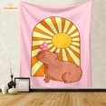 thumbnail image 1 of Capybara Club pintura de pared divertida, tapiz de Humor Capybara, tamaño grande, tapices, sala de estar, decoración del hogar, 1 of 4