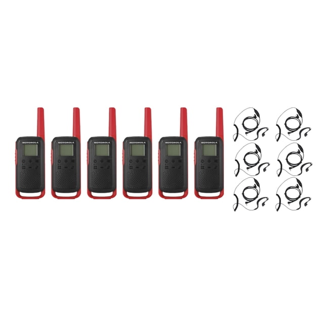Radio bidireccional Motorola T210TP, paquete de 6 con auriculares PTT