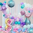 thumbnail image 4 of AUR Mermaid Number Balloons Kit - 6pcs (32in Number, 2pcs 18in Round, 2pcs 21in Shell) - Mermaid Tail & Sea Shell Foil - Pink & Blue - Girls' Birthday & Baby Shower, 4 of 9