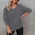 thumbnail image 2 of Futezty Womens Long Sleeve Tops Oversized Sweatshirts Waffle Knit Crew Neck Fashion Side Slits Casual Pullover Women's Long Sleeve Top Loose Round Neck Sweatshirt, 2 of 7