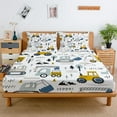 thumbnail image 3 of WASFDN Cartoon Excavator Sheet Set for Kids Boys Truck Construction Bedding Set Engineering Vehicle Bed Sheet Sets with 1 Fitted Sheet and 2 Pillowcases,Full Size,Style A, 3 of 7