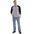 thumbnail image 5 of DARING DIVA Men's Long Sleeve Color Block Casual Raglan T-Shirt S Gray, 5 of 7