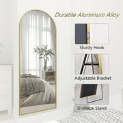 GLSL Length Mirror Arch Standing Floor Mirror, 64x21 Arched Wall Mirror, Gold