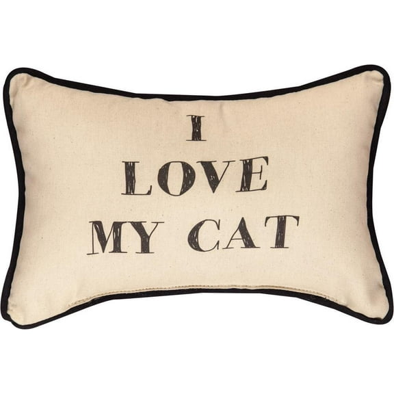 I Love My Cat 12.5 x 8.5 Inch Decorative Word Pillow