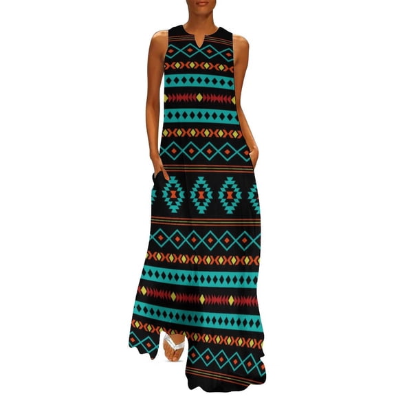 2025 Kente Tribal African Dress Summer Retro Print Streetwear Casual Long Dresses Women Vintage Maxi Dress Gift Idea