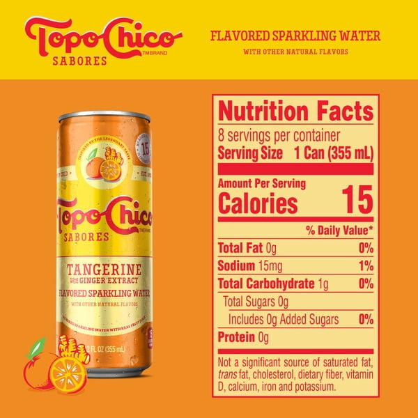 Topo Chico Sabores Tangerine with Ginger Extract Sparkling Water Cans 12 oz 8Cans