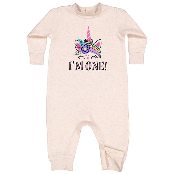Inktastic First Birthday Unicorn for Girl Baby Fleece Romper