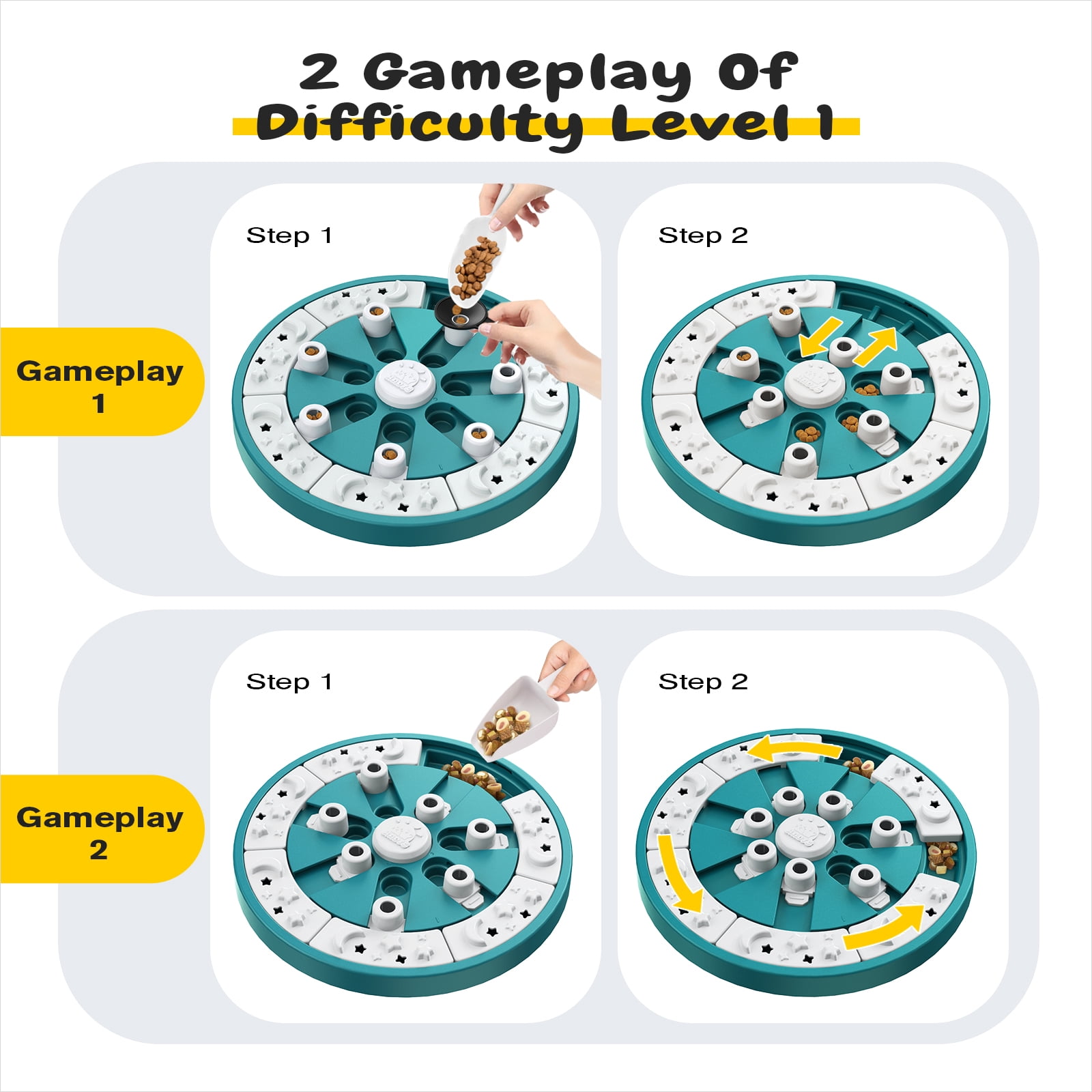 KADTC Dog Puzzle Toys Gameplay 3 in 1 Slow Puzzles Food Feeder Puppy Holiday Birthday Gift Interactive Mind Treat Games Mental Stimulation Enrichment Boredom Toys for Small/Medium/Large Breed Dogs