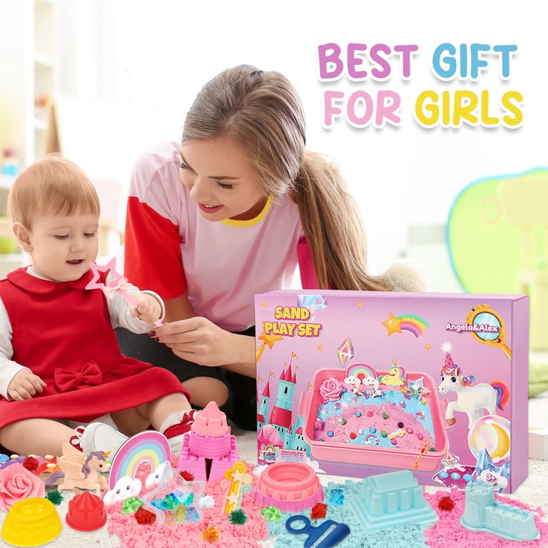 KiddiTouch Sensory Bin, Non-Sticky Kinetic Sand, 3 Colors with