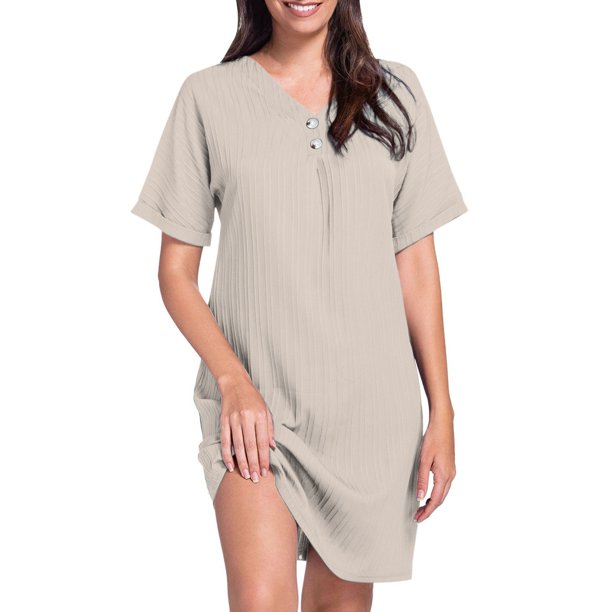 WILLBEST Vestidos Floreados Para Mujer Cuello En V Color Sólido 2025 Cómodo Casual Vestido Con Botones