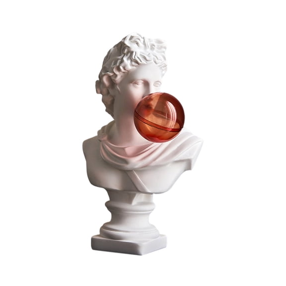 Blowing Bubble Greek Bust Statue Figurine Funny Greek Head Resins Sculpture Desktop Decors for Office and Living Room