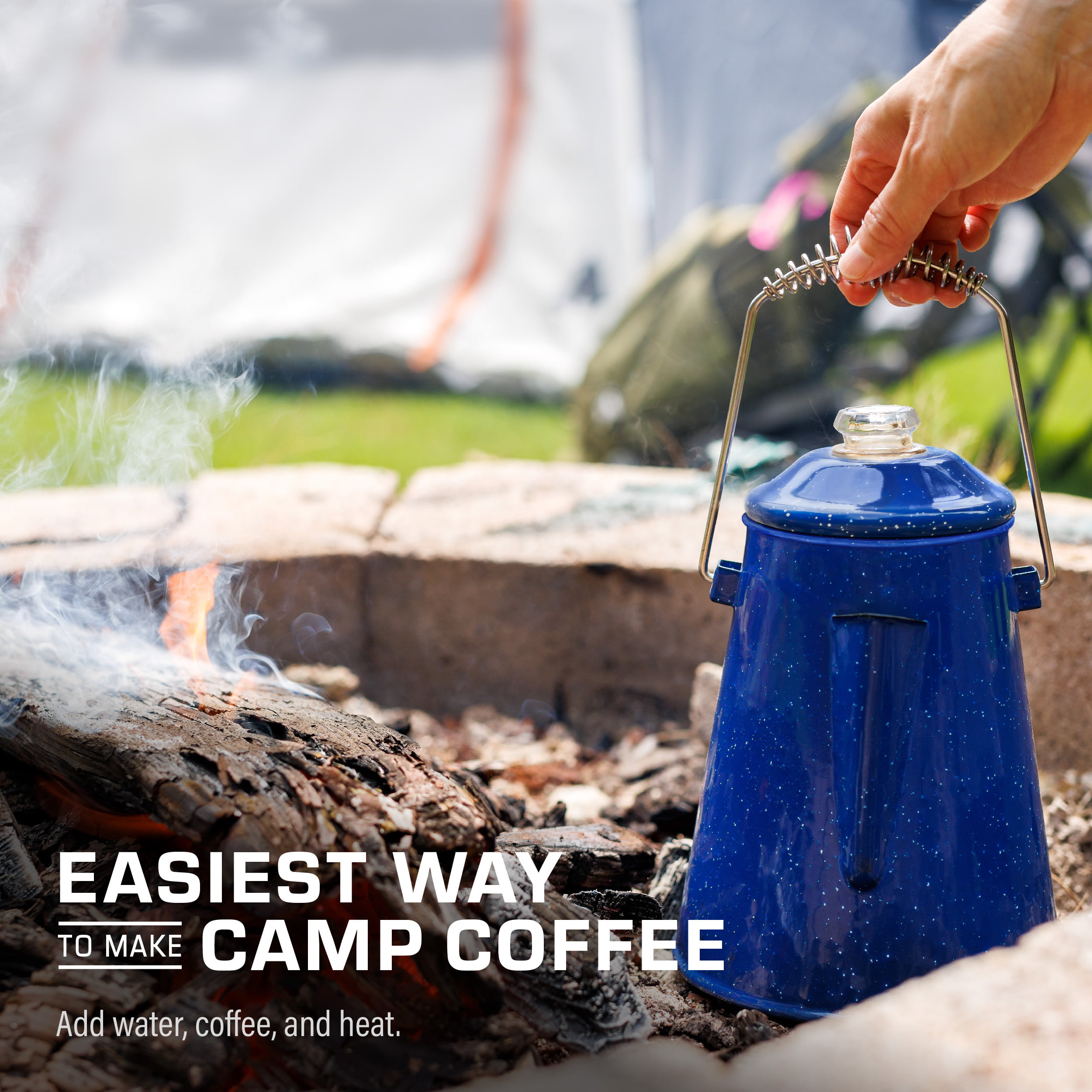 Classic Black Percolator Enamelware Camping Coffee Pot - 12 Cup