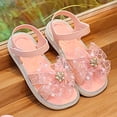 thumbnail image 4 of HGIEYS Toddler Girls Pearl Bear Bow Princess Sandals Open Toe Soft Flat Soled Sandals Summer Fashion Shoes 7-8 Years, 4 of 6
