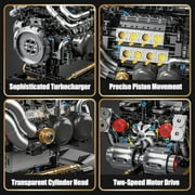 W16 Engine Building Blocks Set for Adults, STEM Mini 16-Cylinder Engine Model Kit That Runs, Compatible with Lego Car, DIY Physical Science Experiment Toy for Teens Kids Boys (801 PCS)