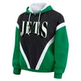 thumbnail image 2 of Women's WEAR by Erin Andrews Kelly Green/Black New York Jets Retro Crinkle Full-Zip Hoodie Windbreaker, 2 of 5