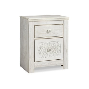 Signature Design by Ashley Traditional Paxberry 2 Drawer Nightstand, Whitewash