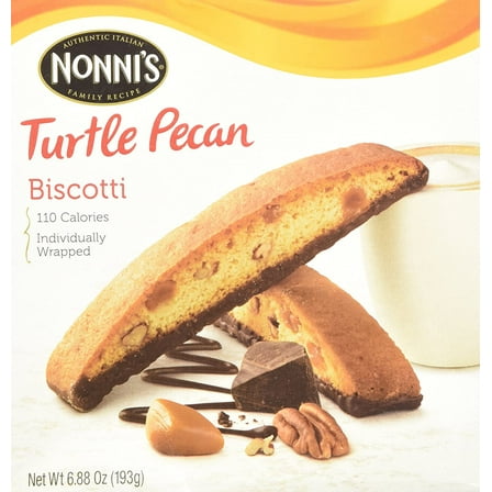 NONNIS Biscotti Turtle Pecan 6.88 Oz. Box of 8 Individually Wrapped Biscotti (2 Pack)