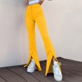thumbnail image 2 of YUANGUANST Womens Dress Pants Women Split Front Flare Pant Stretchy Comfy Athletic Yoga Leggings Elegant Long Pants Business Work Casual Pants, 2 of 4