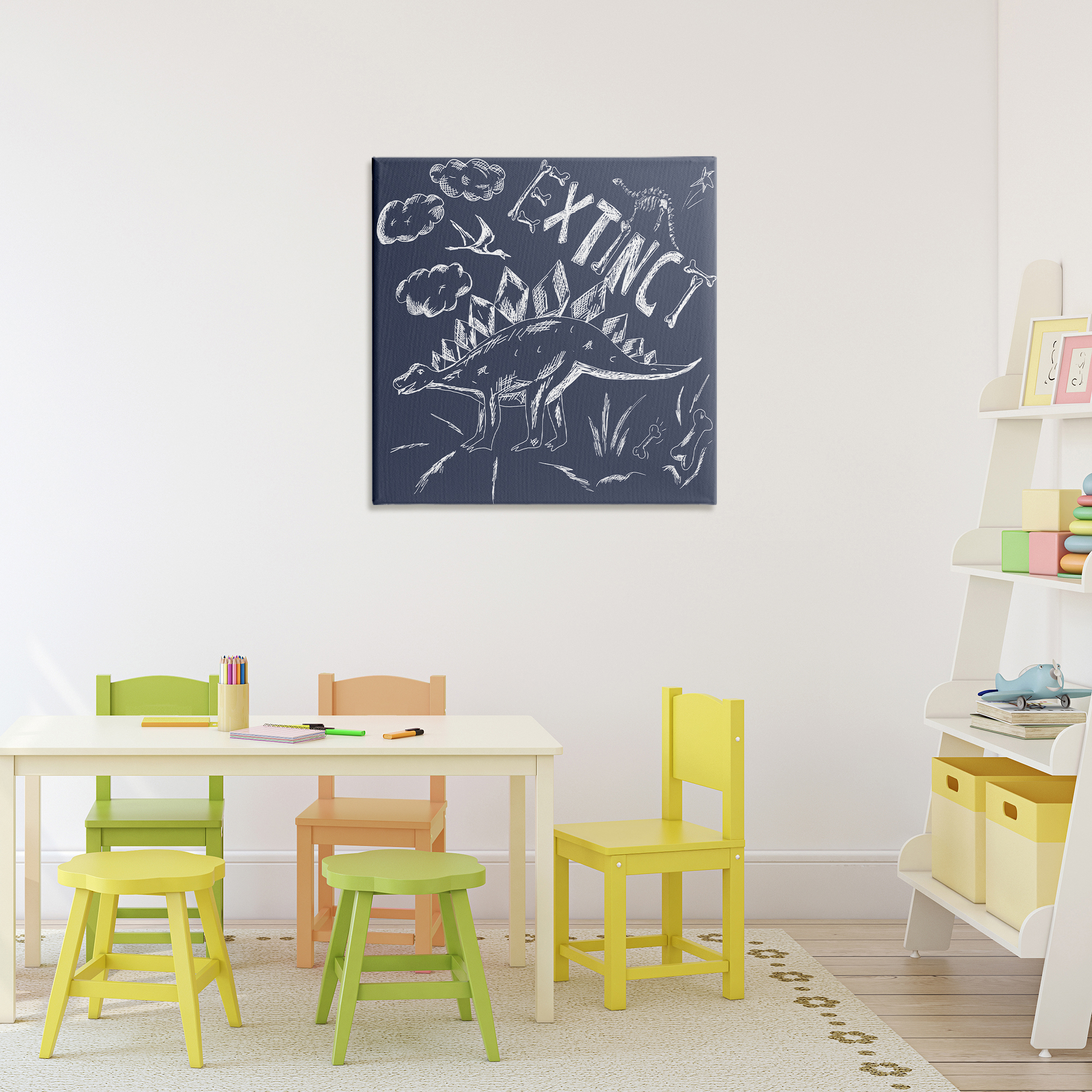 Sketchy Extinct Dinosaur Canvas Wall Art, design by HUE and MI and Sangita
