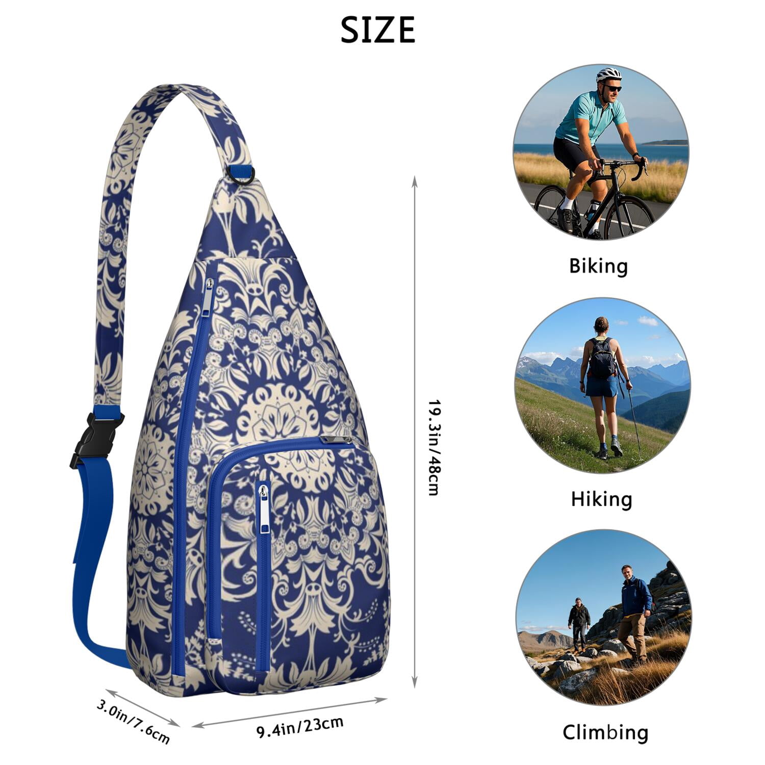 Healthy Back Bag Paisley Sling Bag Boho Cross-Body  Shoulder Bag 17\