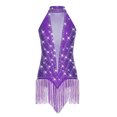thumbnail image 3 of RUNQHUI Robe de Danse de Salon Sans Manches à Franges Brillantes Salsa Tango Col en V L, 3 of 6