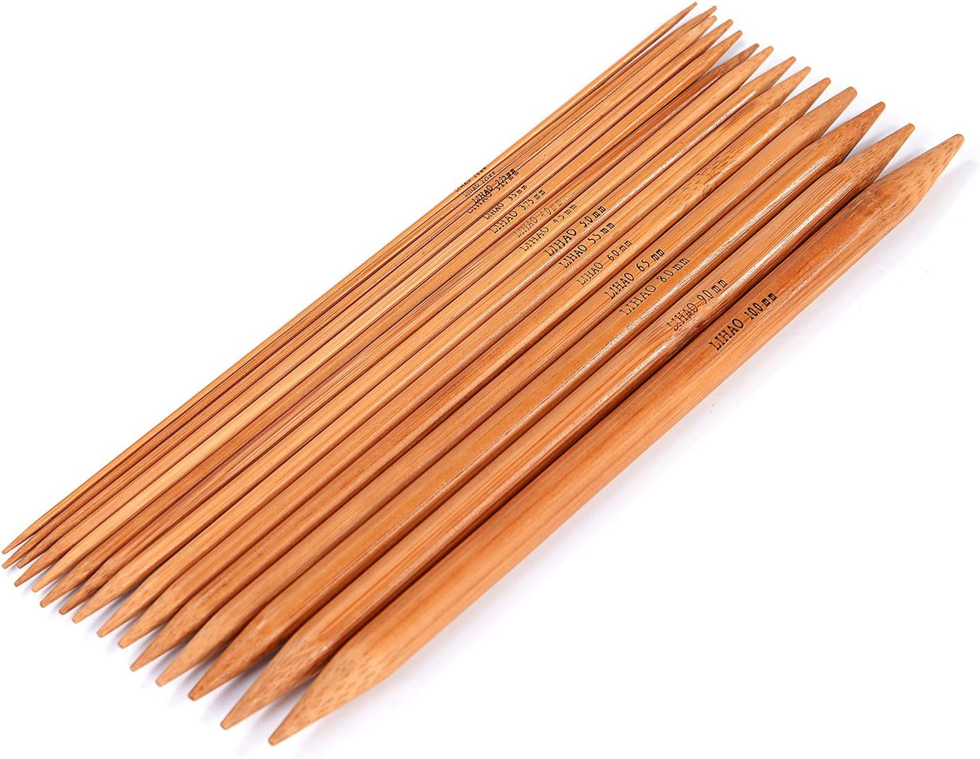 Exquiss Bamboo Knitting Needles Set,18 Pairs 18 Sizes Wooden Circular Knitting Needles with Colored Tube & 36pcs 18 Sizes Single Pointed Bamboo