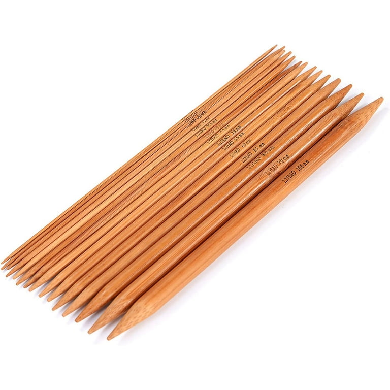 Exquiss Knitting Needles Set-18 Pairs 18 Sizes Bamboo Circular Knitting Needles with Colored Tube + 75 Pcs 15 Sizes Bamboo Double Pointed Knitting