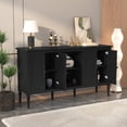 thumbnail image 5 of CBJCBJ 59" Mid-Century Storage Cabinet with Adjustable Shelves, Double-Layer Open Design for Living Room & Bedroom, Black, 5 of 10