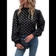 thumbnail image 2 of Camisa Informal Holgada de Larga con Estampado en Caliente para Mujer, Cuello Redondo Plisado Negro L, 2 of 10