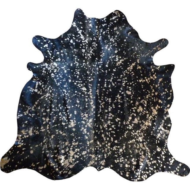 HomeRoots 334434 Gold Devore on Black Brazilian Cowhide Rug