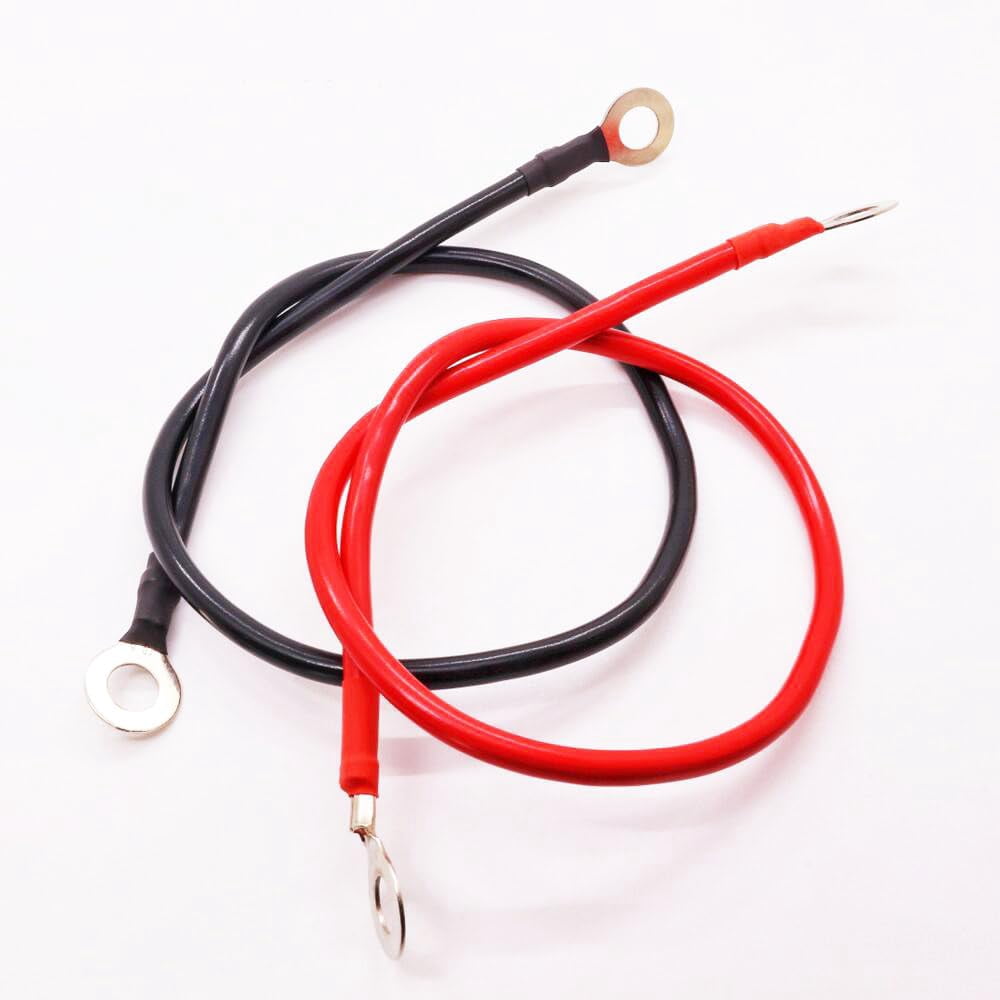 4 AWG Battery Cable 4AWG Gauge Pure Copper Battery Inverter Cables with 3/8 in Lugs Both Ends Power Inverter Wire Set for Automotive Solar Marine Boat RV Car Motorcycle (Red and Black, 2ft)