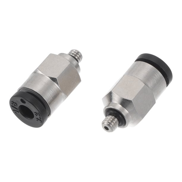 Conectores de aire de empuje únicos Bargains 1/8" rosca macho conector de línea de aire plástico metal M3 2 piezas tono negro plateado