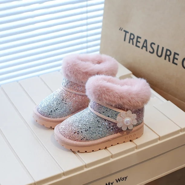 Botas de nieve para niños y mujeres, zapatos cálidos de algodón con forro polar, de cuero integrado, calzado para exteriores, novedad de invierno de 2023