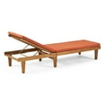 thumbnail image 6 of Tevion Outdoor Teak Acacia Wood Chaise Lounge and Rust Orange Cushion Set, 6 of 10