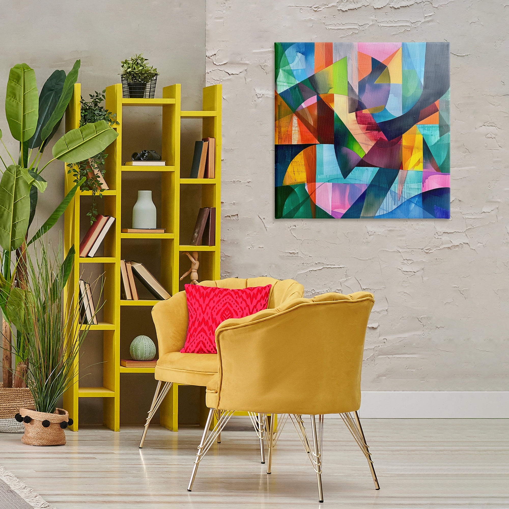 Stupell Industries Layered Luminous Shapes Abstract Painting Gallery Wrapped Canvas Art Print Wall Art, 30 x 30
