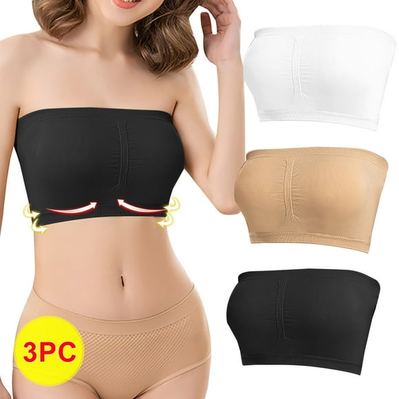 FcBaudy Tube Tops Bras for Women Strapless Bra Women's Stretch Strapless Bra,Summer Bandeau Bra,Plus Size Strapless Bra,Comfort Wireless Bra Women Top