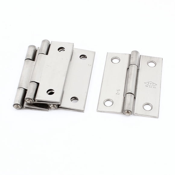 Unique Bargains 4Pcs Stainless Steel Square Interior Cabinet Door Hinge Hardware 2'