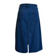 thumbnail image 7 of Women Denim Skirts Elastic Waist Solid Color A Line Midi with Pockets Polyester Summer Casual Streetwear, 7 of 7