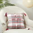 thumbnail image 4 of Tasseled Plaid Outdoor Down Filled Throw Pillow, 4 of 4