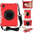thumbnail image 2 of Dteck with Shoulder Strap Case for iPad mini 6th Generation 8.3-inch, Heavy Duty Rugged Shockproof Case with Adjustable Hand Strap,Rotating Kickstand Rubber Cover,Red, 2 of 7