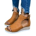 thumbnail image 4 of NOKIO Trendy Women'S Slide Sandals Sandals For Women Platform Sandals Wedge Ankle Strap Open Toe Sandals Women's Ankle Strap Low Wedge Sandals, 4 of 9