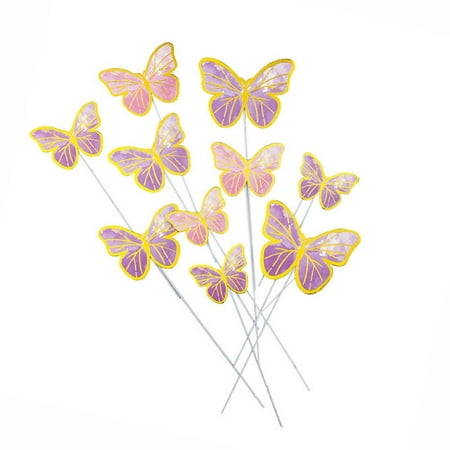 50 pieces Iron Wire DIY Designs Dessert Decoration Celebrate Birthday Fairy Cake Decorating Insert Cards Baking Accessories Cake Plugin PURPLE C