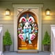 thumbnail image 3 of Cubierta de puerta de bienvenida de conejo, decoración de fondo de puerta de Feliz Pascua rosa, letrero de bienvenida para puerta de entrada de Pascua para recuerdos de fiesta de Feliz Pascua, 3 of 8