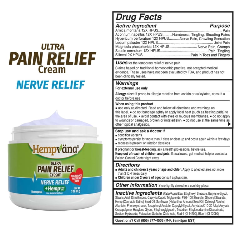 Hempvana Ultra Nerve Pain Relief Cream, Homeopathic photo 7