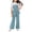 Blue, variant on HBGVBA Girls 2 Piece Outfit Short Sleeve Colorblock Top with Wide Leg Pants Casual Set for 4-13 Years