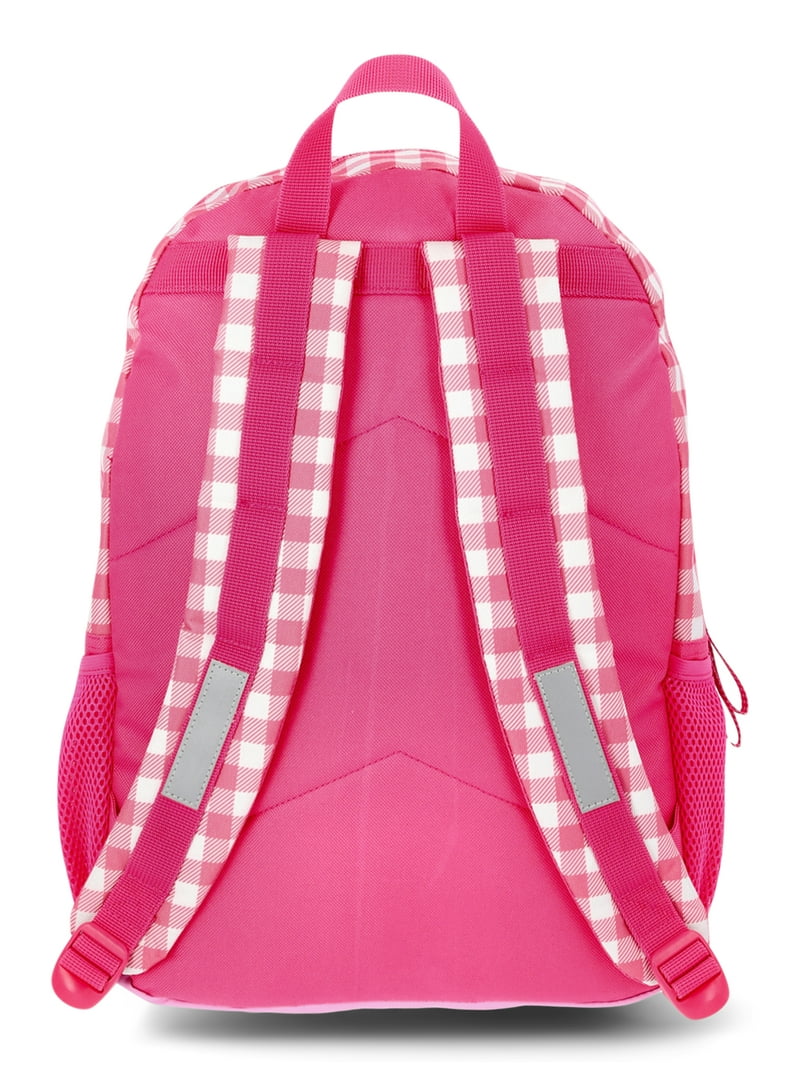 Wonder Nation Girls Sequin Cherry Gingham 17" Laptop Backpack and Lunch Bag  Set, 4-Piece, Pink/Blue