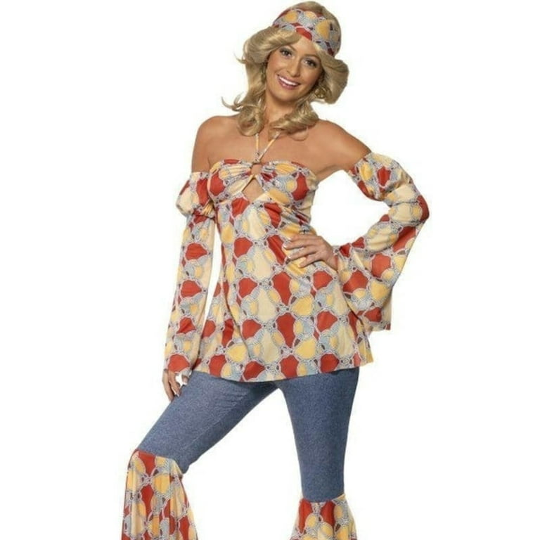 Vintage Hippy 1970s Costume Adult Multi Coloured Vintage Hippy 1970s Costume Adult Multi Coloured